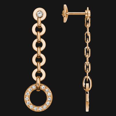 14k Dangling Pendant Earrings - Pink Gold
